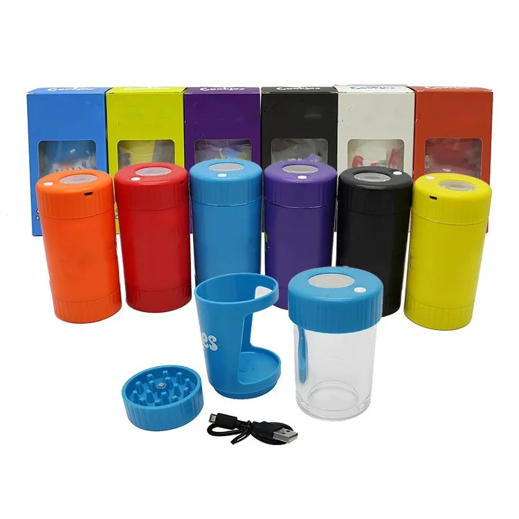 Wholesale of Multifunctional Plastic Light-emitting B-label Cigarette Grinders with Light Storage Cans Cigarette Accessories