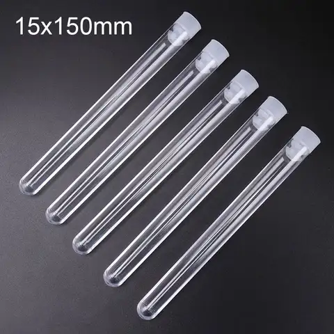 10 Frascos Plásticos Translúcidos com Tampa para Artesanato, Tubos de Ensaio para Armazenamento de Pílulas, Líquidos e Cápsulas, 15x150mm, Recipientes para Amostras