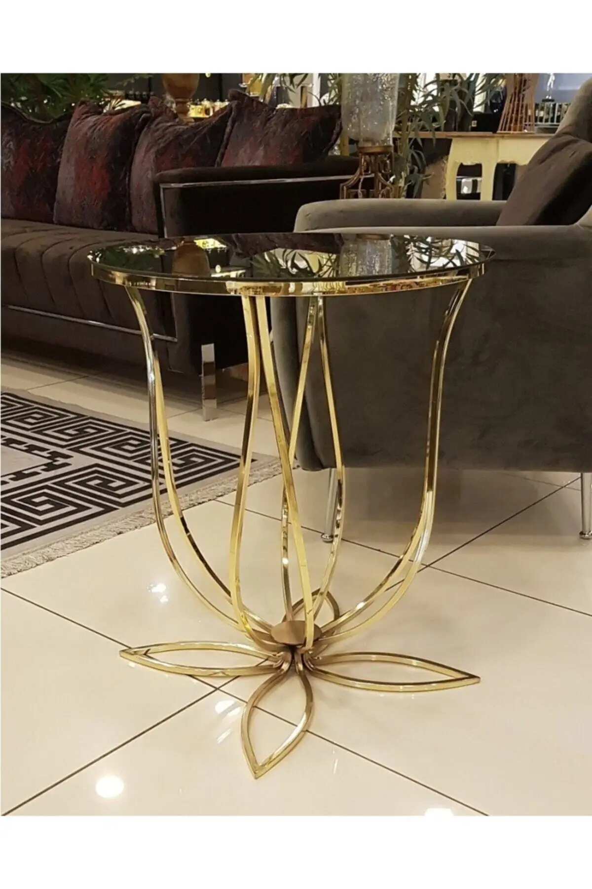 Metal Foot Gold Color Tulip Side Coffee Table luxury coffee table coffee table sofa coffee table