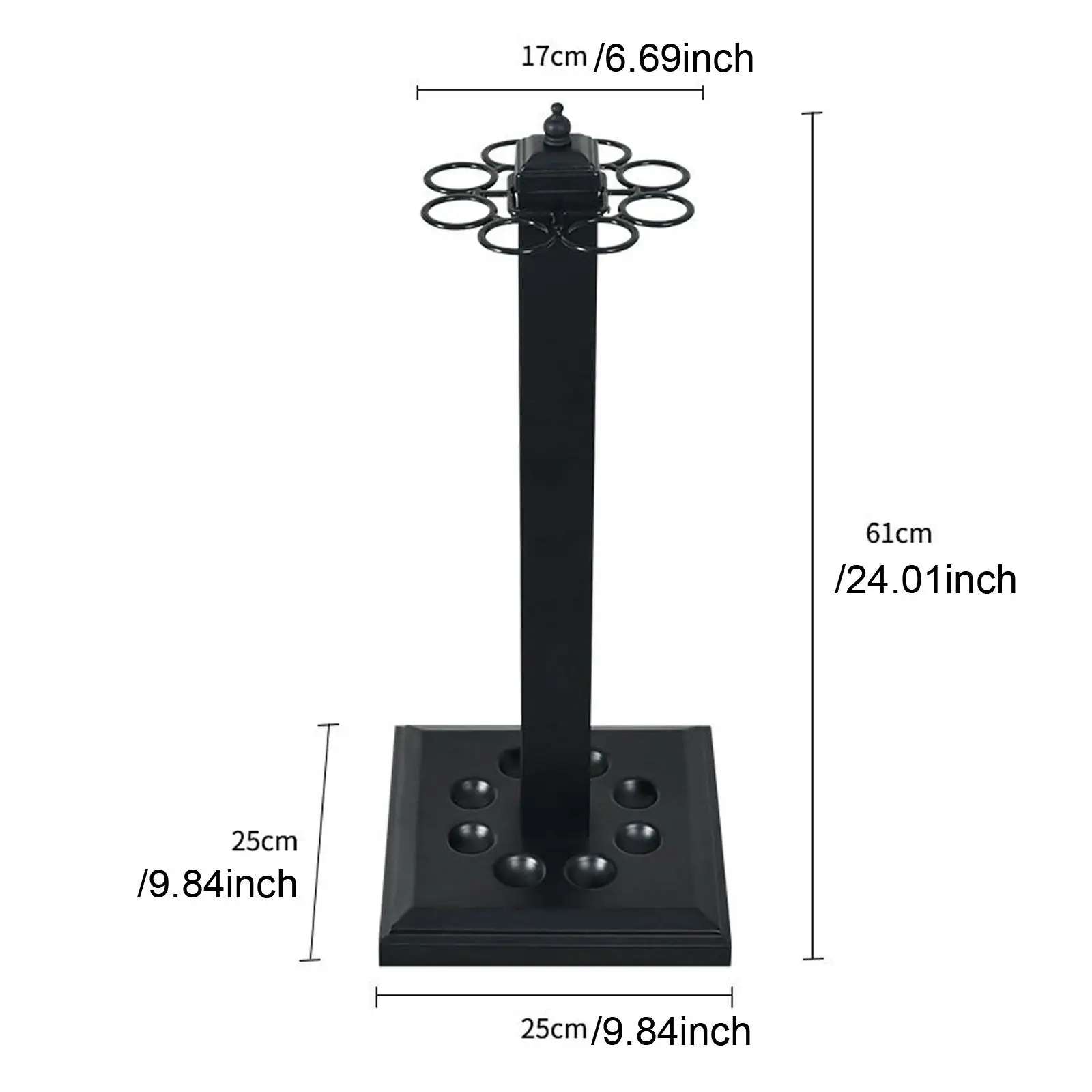 Minimalist Metal Pool Cue Holder Floor Stand Vertical Rack for 8 Sticks Corner Organizer for Home Game Space