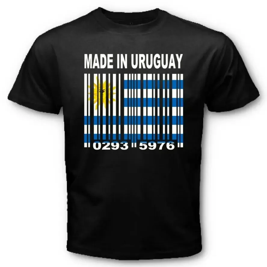 MADE IN URUGUAY National Flag CUSTOM BARCODE NUMBERS Cotton O-Neck ShortSleeve crewneck manga heavyweight tops Hot sale outfits