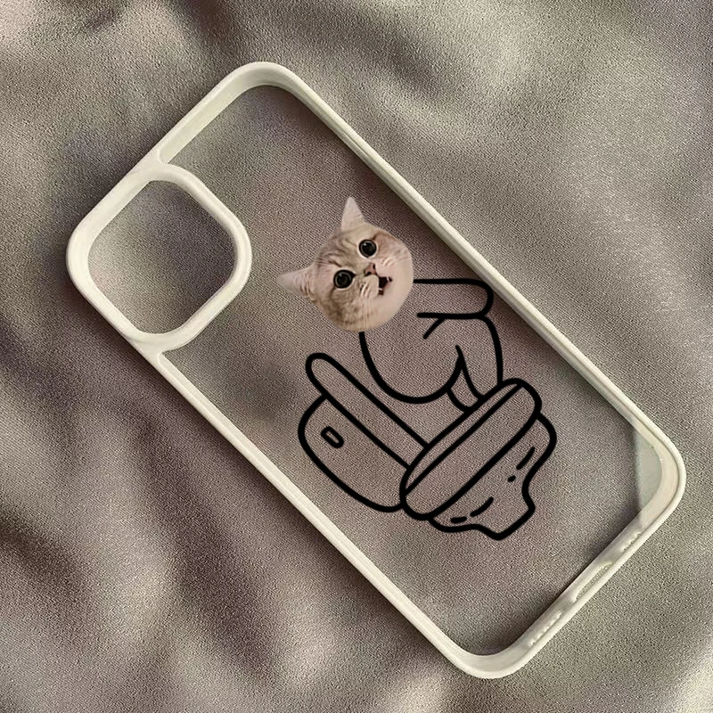 Funny Meme Cartoon Cat Phone Case for iPhone 16 17 15 14 11 12 13 Pro Max 16E Air X XR XS 7 8 Plus SE 2022 TPU Shockproof Cover view 3