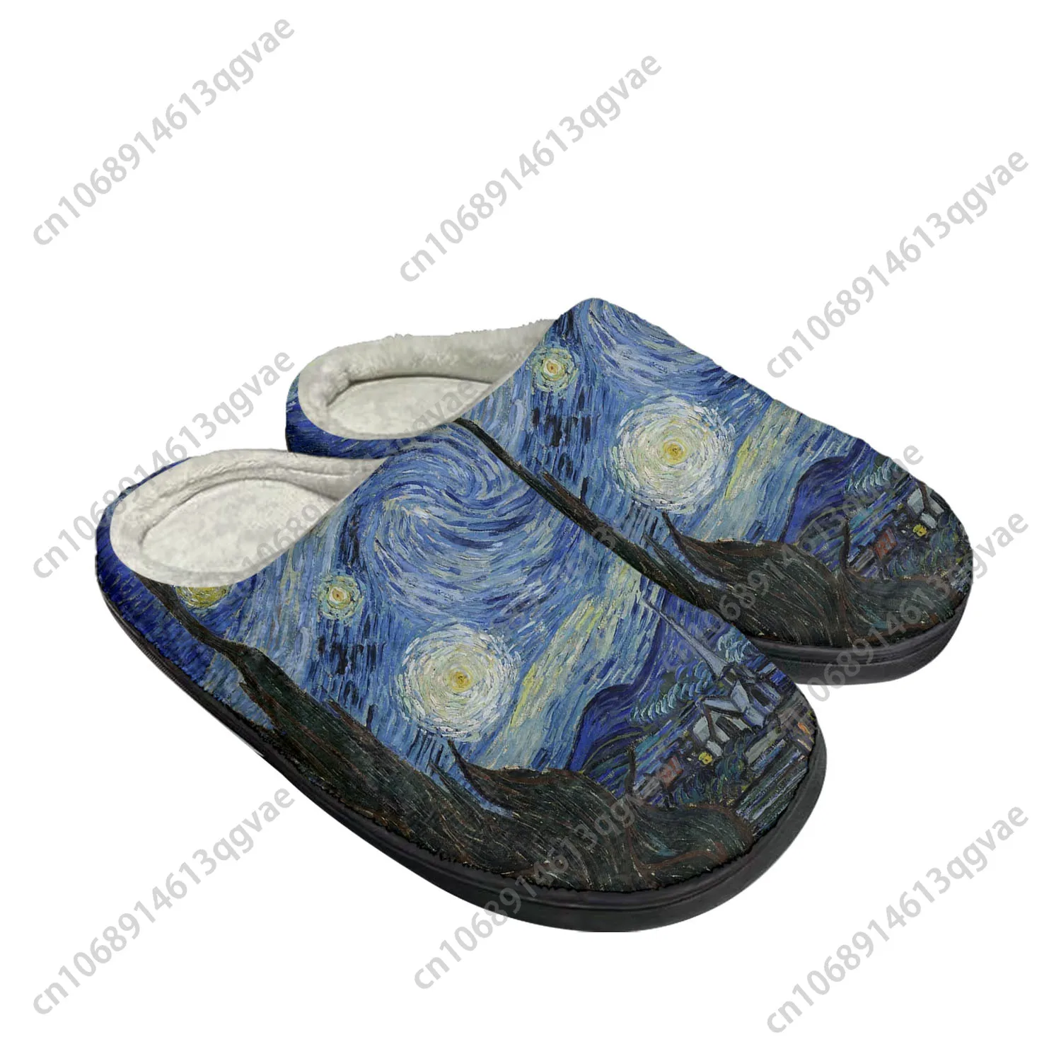 

Van Gogh Oil Paint Starry Night Home Cotton Custom Slippers Mens Womens Sandals Plush Bedroom Keep Warm Shoes Thermal Slipper