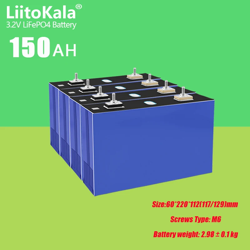 

1-32PCS LiitoKala 3.2V 150Ah Lifepo4 Battery Rechargeable Cell Pack 12V 24V 48V for RV Golf Cart Boats EU US duty free