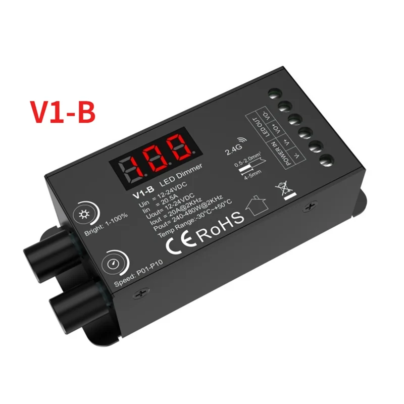 GO-Dual Knob Constant Voltage LED Dmmer 1Chx20a Wireless Remote Control Numeric Display CV Controller V1-B