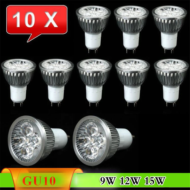 

10PCS GU10 Spotlight CREE Led Lamp 9W 12W 15W GU10 LED Bulb Light 220V Dimmable Led Spot Light Spotlight Warm White/Cool White