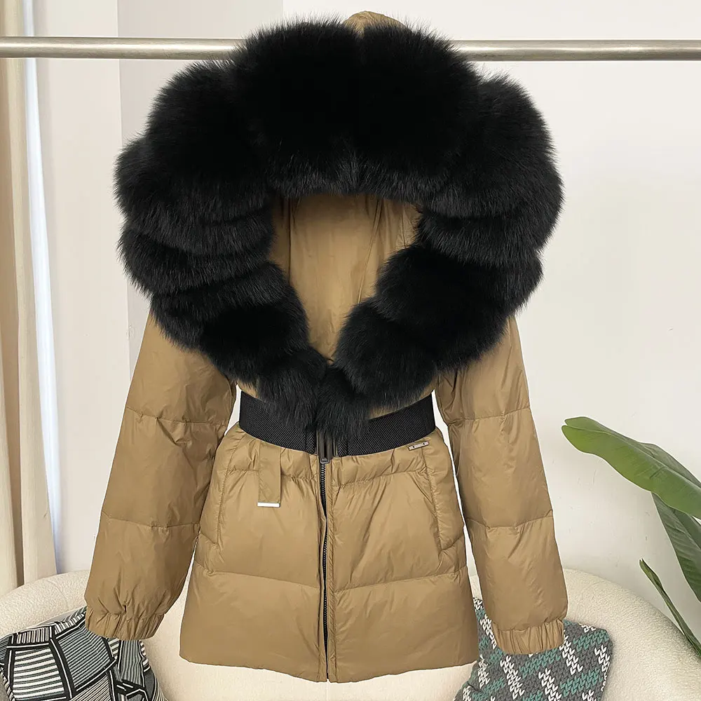 Fur Coat Waterproof 2024 Winter Puffer Jacket Women Real Fox Fur Hooded Thick Warm White Duck Down Coat Female Parkas Fashion