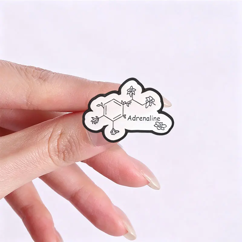 Serotonin-Dopamin-Adrenalin-Molekül-Emaille-Anstecker, Blumen- und chemische Struktur-Pins, Broschen, Reversnadeln, Schmuck, Geschenk für Studenten – Detail 8