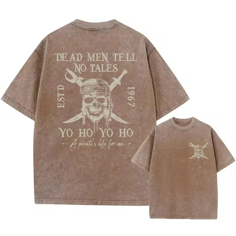 New Washed Short Pirates Of The Caribbean Dead Men Tell No Tales Shirt Sleeve Oversized Bookish Shirt Y2k Unisex Top Streetwear