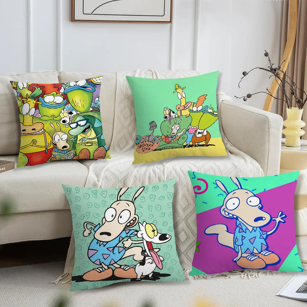 

Cartoon R-Rockos M-Modern Life Pillow Case Living Room Sofa Cushion Cover Suitable For Home Bedroom Room Decoration