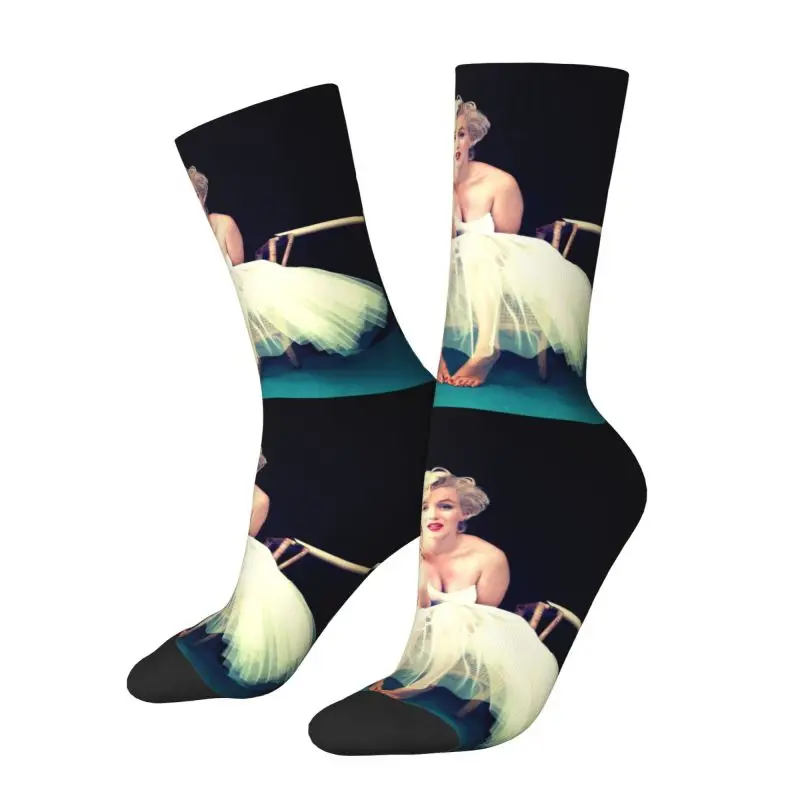 Fashion Mens Cute Monroe Marilyns Dress Socks Unisex Breathbale Warm 3D Print Actress Crew Socks