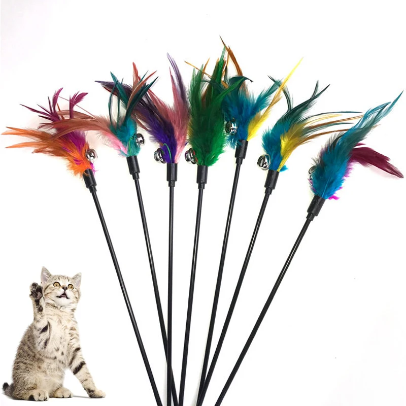 Juguete para Gatos con Varita de Plumas, 5 Piezas, Juguete Interactivo para Gatos con Plumas para Gatos de Interior