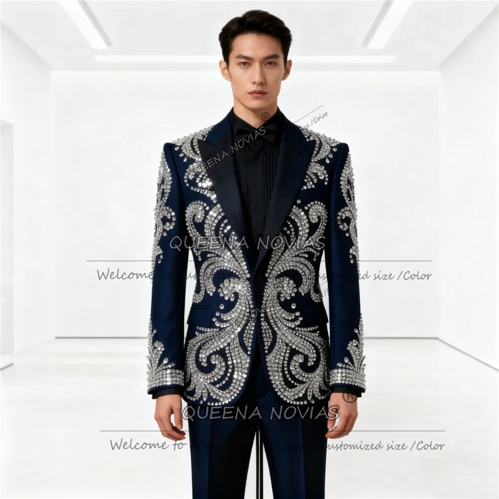 

Роскошные мужские костюмы из бисера для свадьбы, выпускного вечера, жениха, комплекты из 2 предметов, пиджаки для выпускного вечера, мужские костюмы, элегантные мужские костюмы для жениха, наряд для жениха
