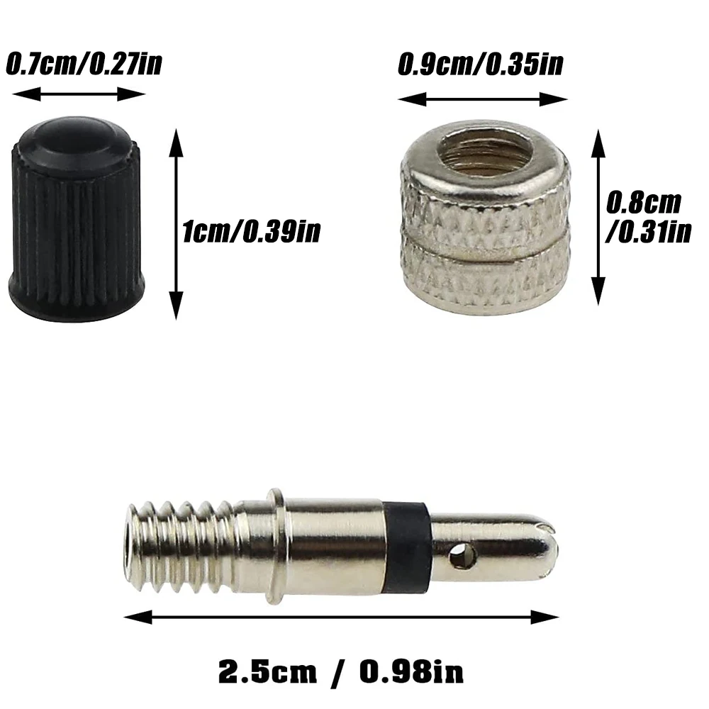 10Pcs Bike Valve Core Set, Bicycle Bike Dunlop Valve Set Bike Valve Caps Compatible with Wood Dunlop Bike Tyre