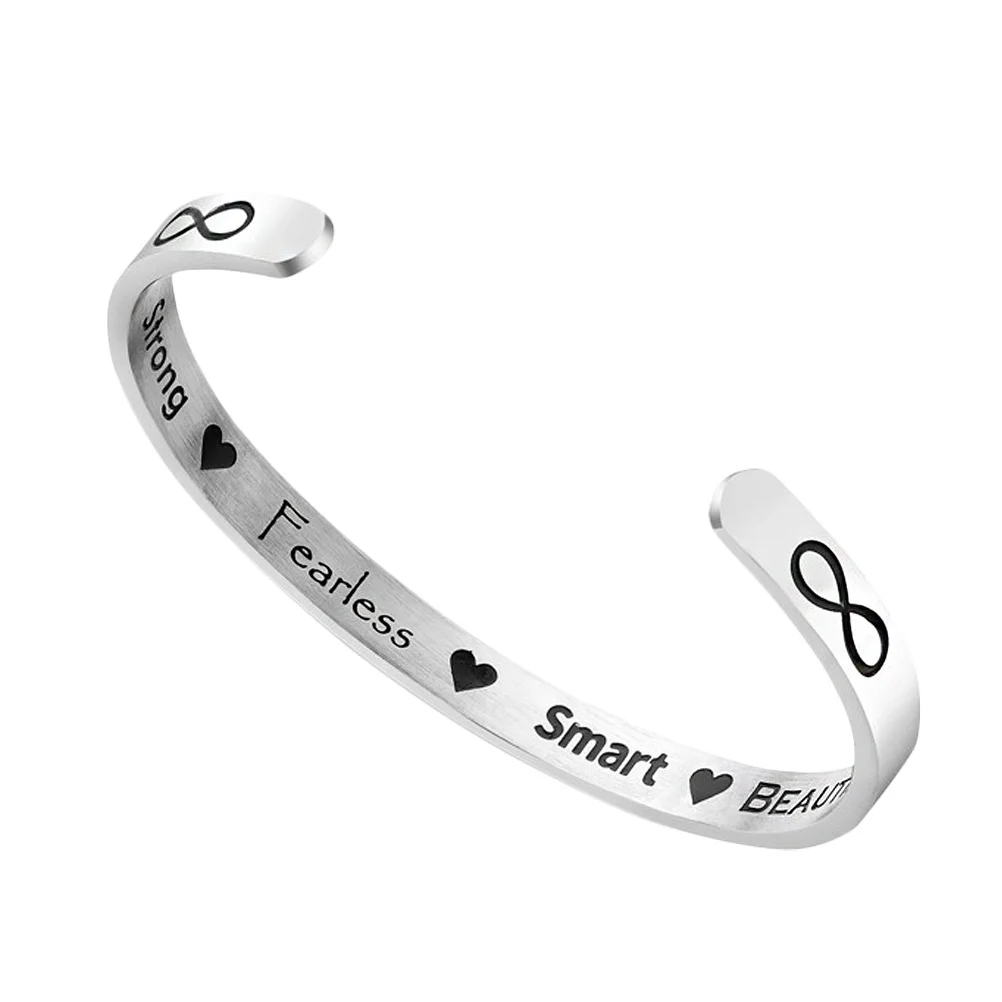 

Engraved Titanium Steel Bracelet 6Mm Lightweight Durable Smooth Simple Design Letter Bangle For Men Women Daily Travel Party