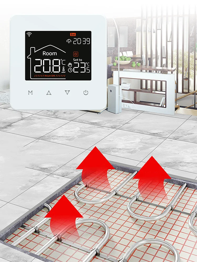 Tuya Smart Home Thermostat für Wasser, Elektrische Fußbodenheizung und Gaskessel mit WLAN-Fernbedienung, Kompatibel mit Google, Alexa und Alice