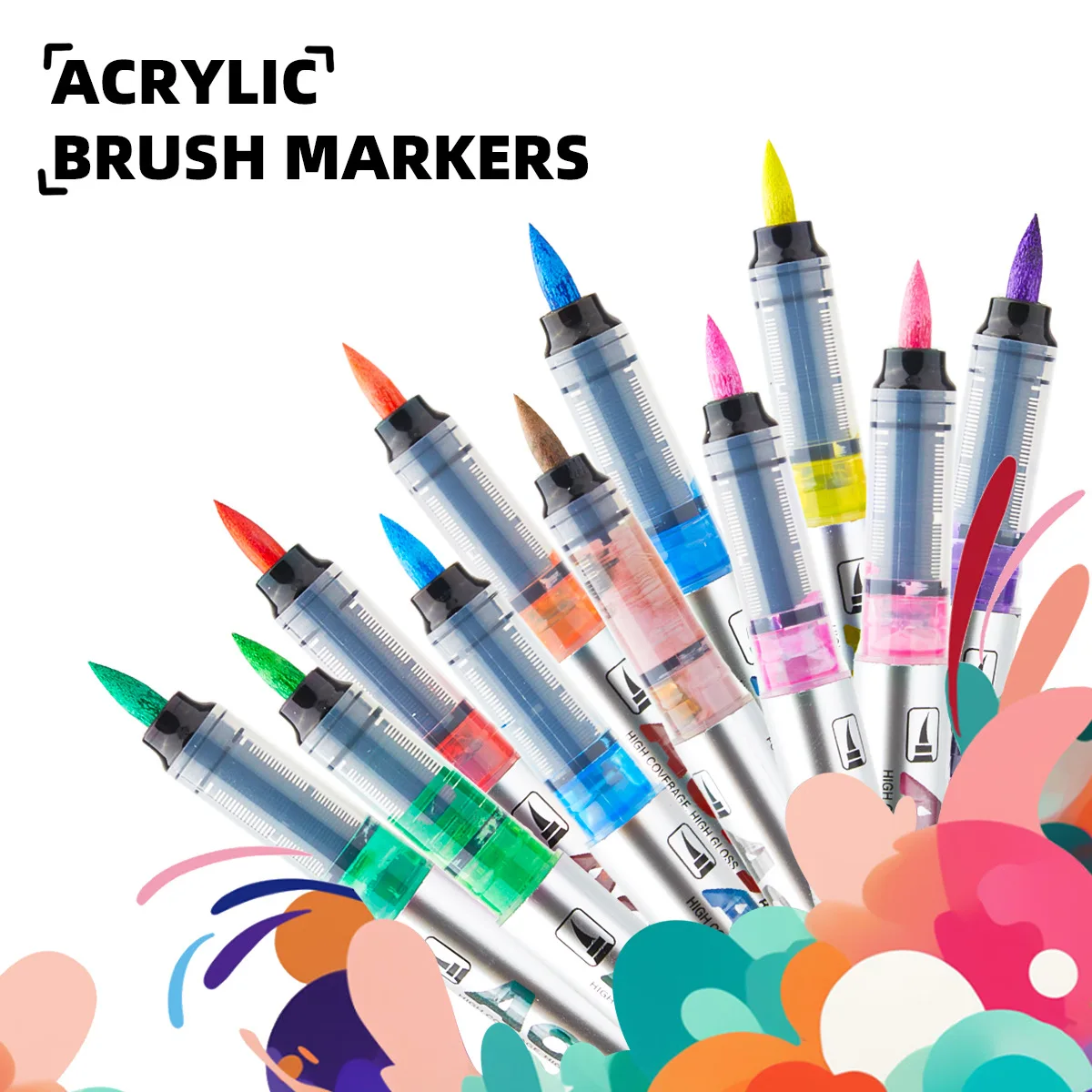 2026 48 Color Single-head Straight Liquid Brush Soft-head Art Student Quick-drying Non-fading Acrylic Marker Pen