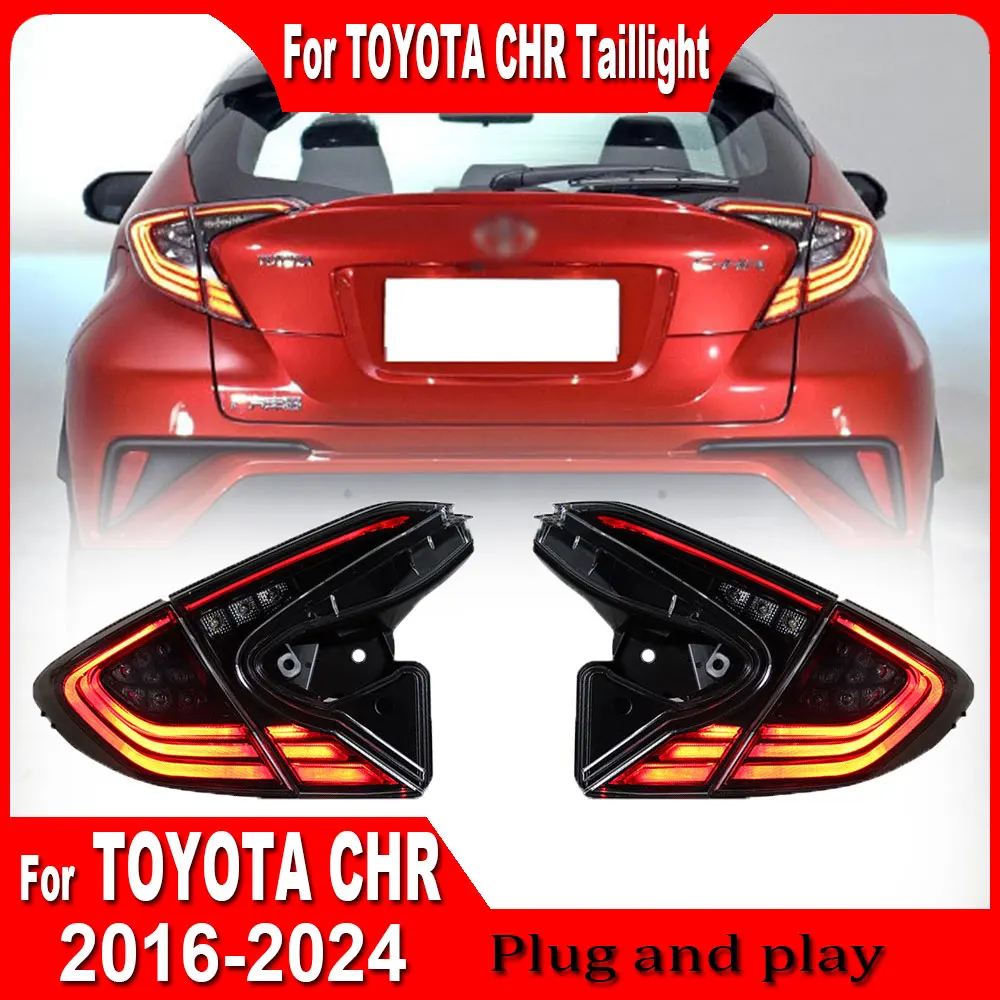 2pcs Car Styling For Toyota CHR 2018 2019 2020 2021 2022 2023 2024 Rear Light DRL Tail Lamp Dynamic LED Taillight  Accessories