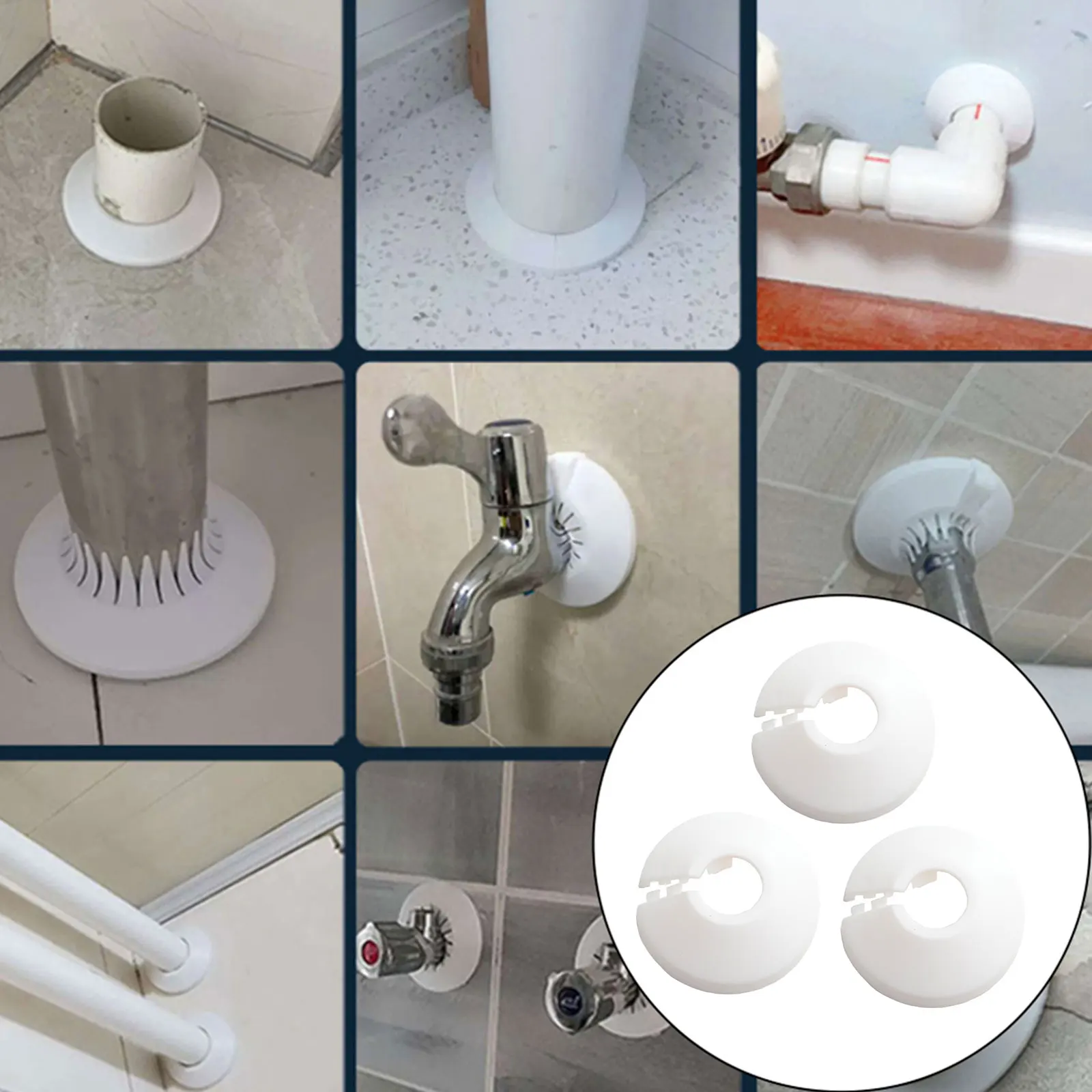 Escutcheon Plates Bathroom Radiator Pipe Cover Drainage Pipes Lightweight Long-lasting Use Plastic Material Bathroom