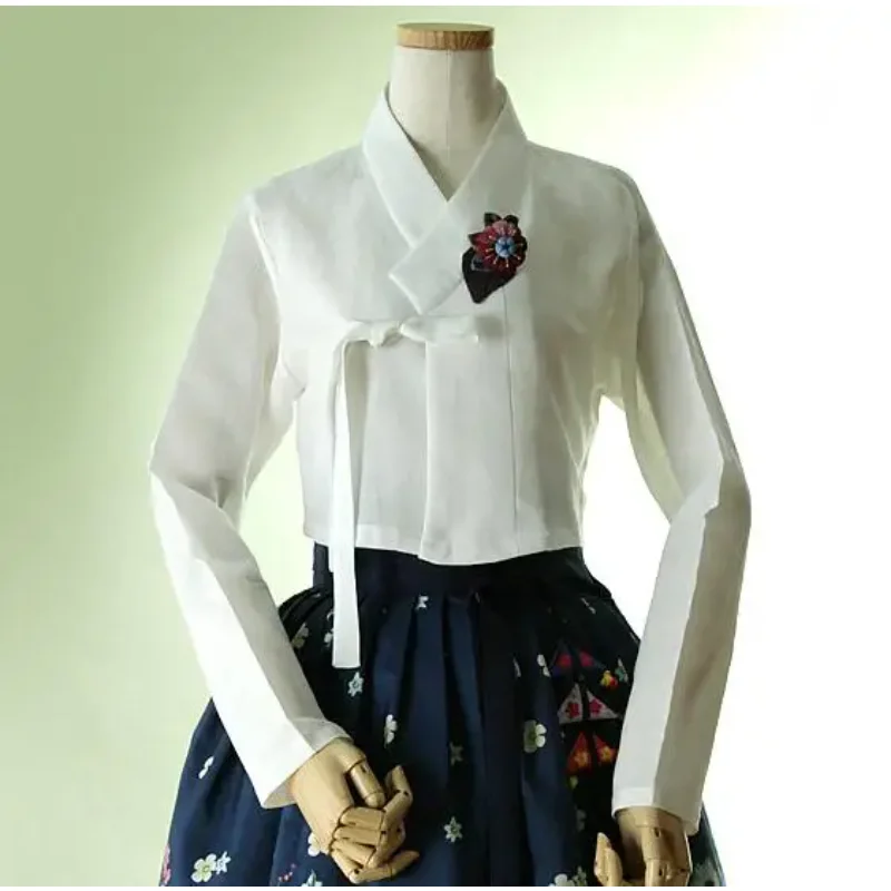 Traditional Korea Shirt Women Blouse Underwear Cotton Tops Daily White Spring Hanbok Stage