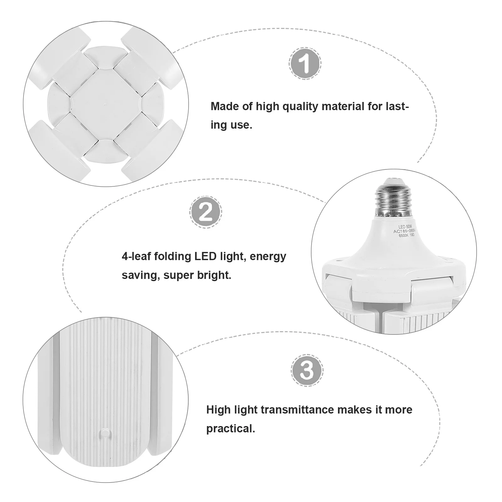 1Pcs 4-Leaf Folding LED Lamp Super Bright Durable LED Light Garage Home Office Lighting Folding Lamp