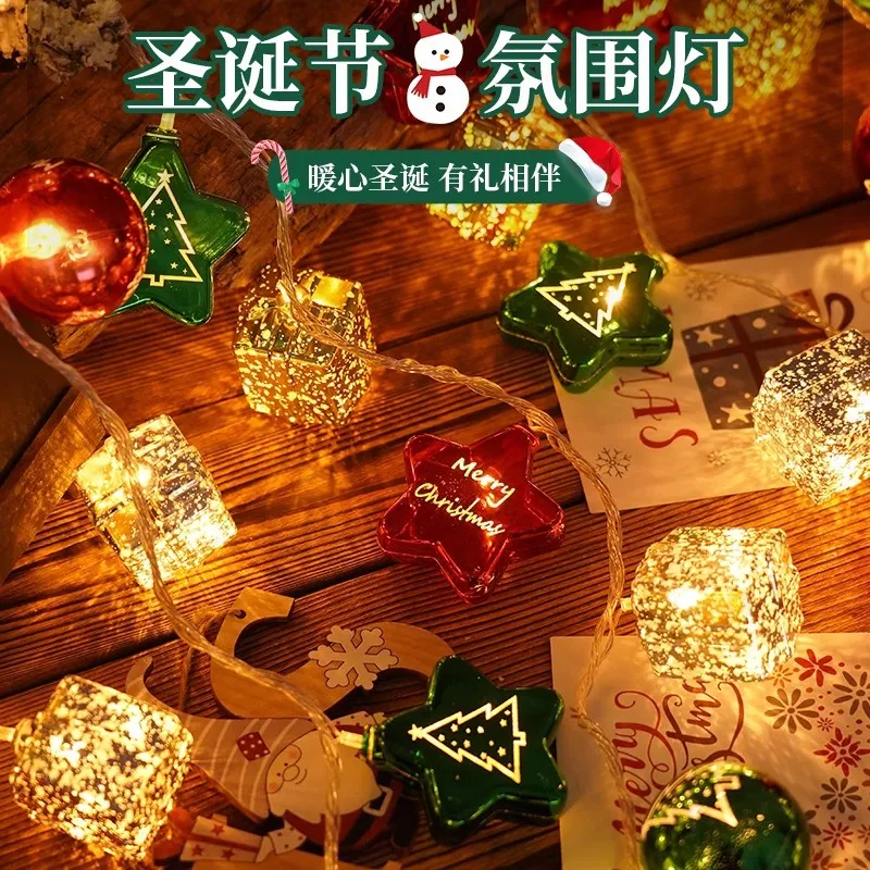 Christmas Light String Candy Cane Santa Cluas pupazzo di neve lampada albero di natale corde luminose ornamenti appesi buon natale Decor 2025