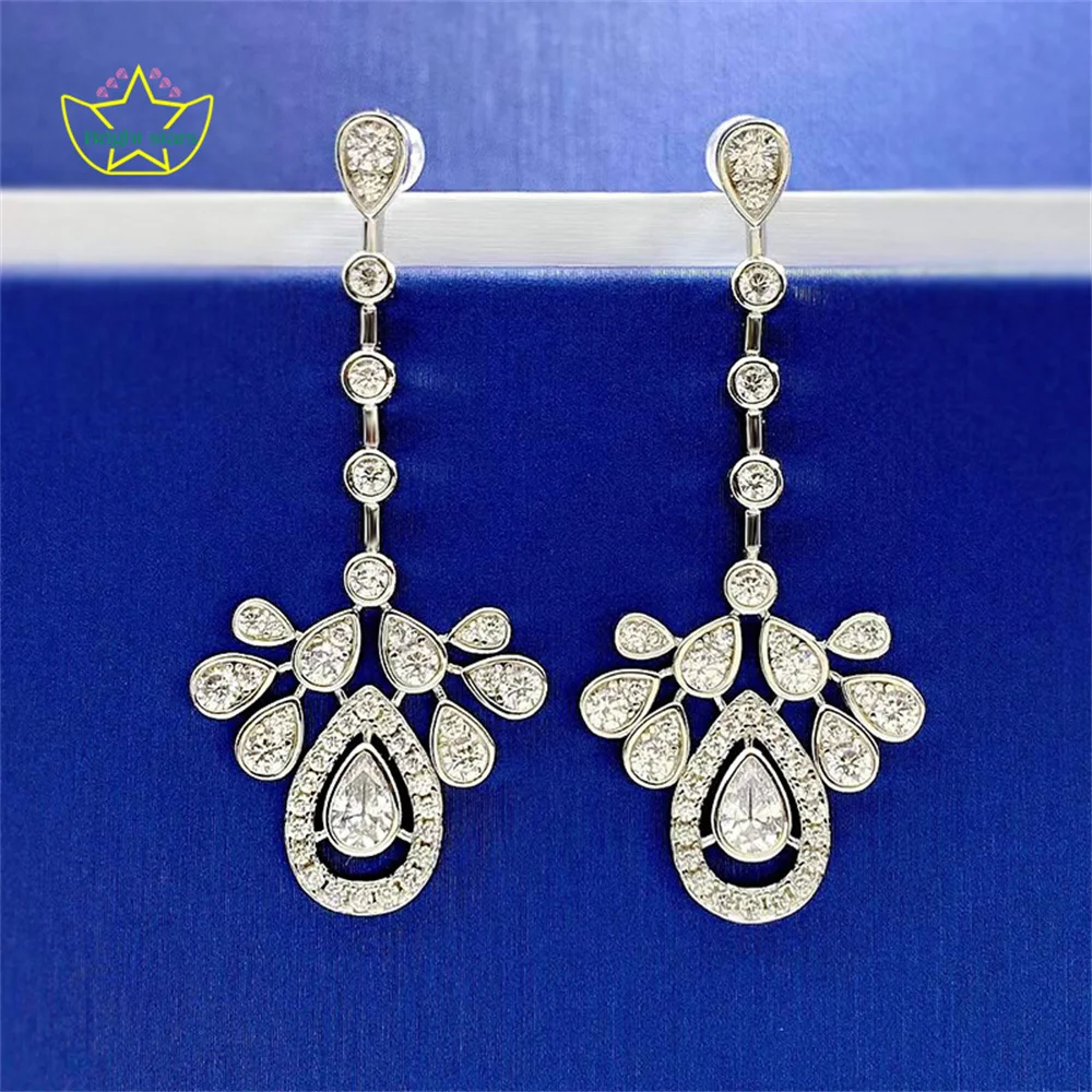 

Bright Stars New DesignS925 silver ear stud earrings with crown style tassel elegant and simple long style ear jewelry for women
