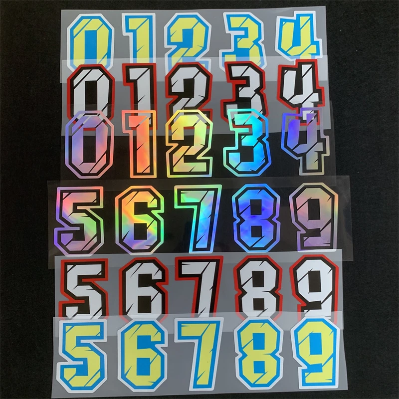 Racing Numbers Stickers  Decorative Paster Motorcycle Head Stickers DIY Refit Reflective Waterproof Sticker 0123456789 Decals