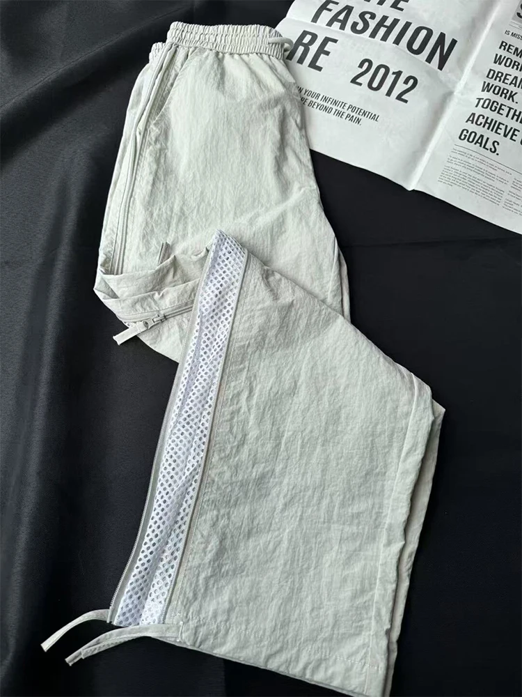 

Men's Summer Thin Ice Silk Cool Feeling Nylon Qui Dry Me Breathable Pants Straight Leg Loose Fit Casual Trousers Outdoor ...