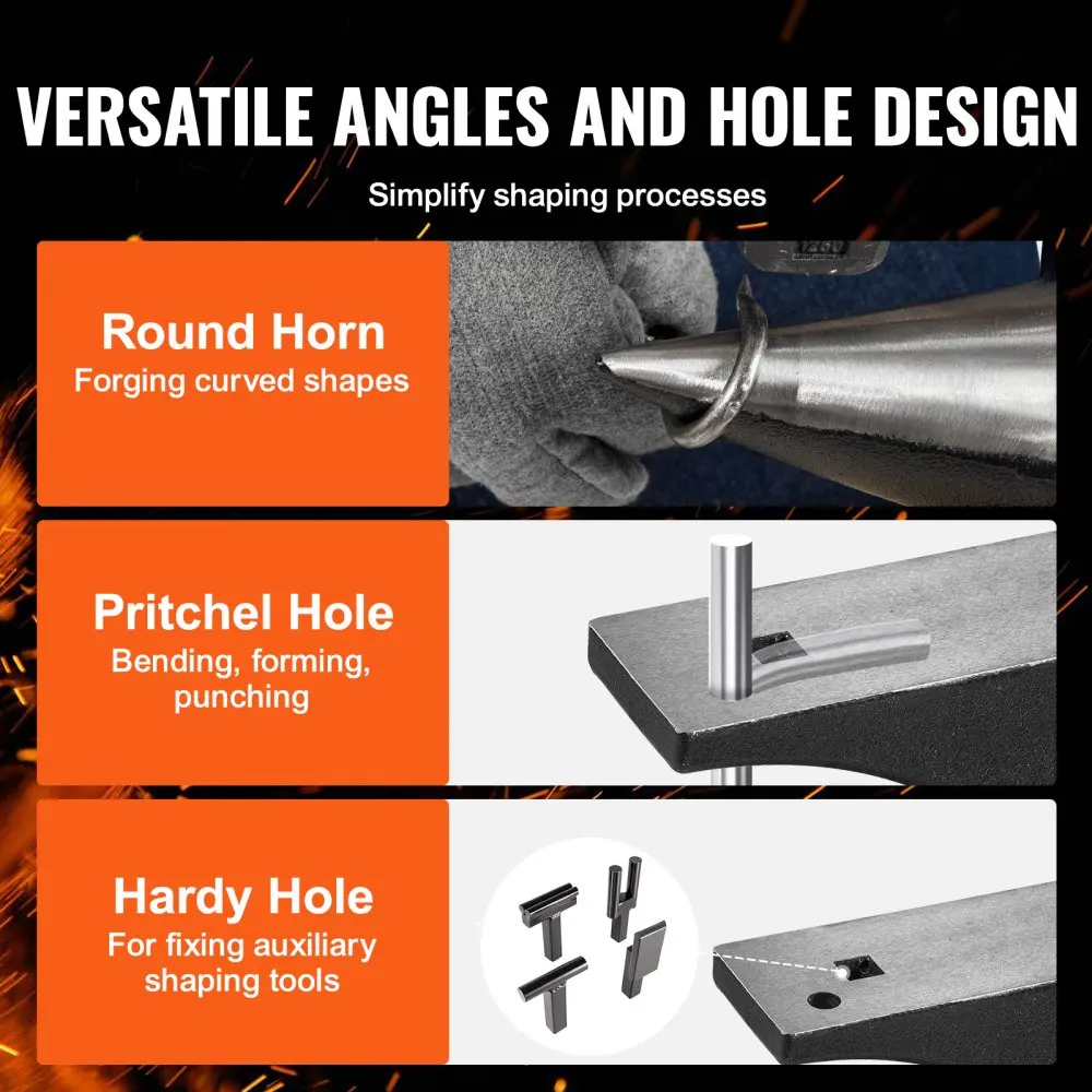 Imagem -05 - Vevor-bigorna de Aço Fundido Único Chifre Alta Dureza Redondo Robusto Base de Ferreiro Force Tools Metalsmith Tool