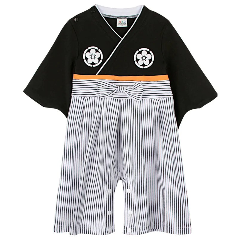 Algodão estilo quimono japonês Yukata para meninos, macacão infantil, traje samurai, roupas recém-nascidas, roupa de festa, kawaii