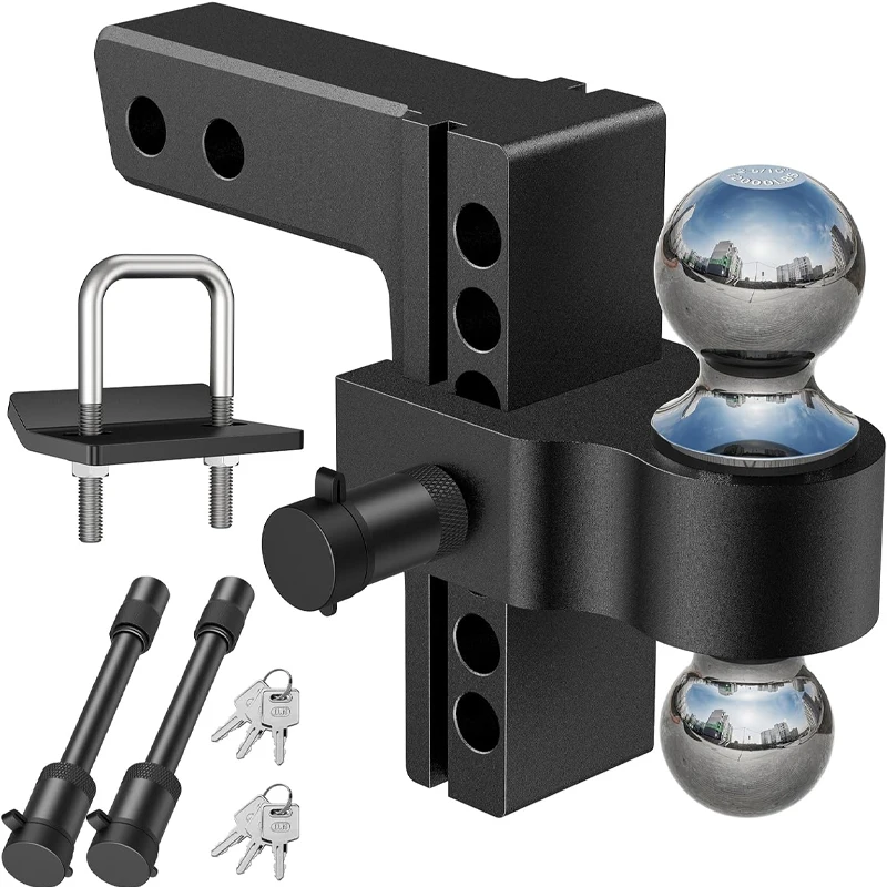 Heavy Duty 2-Inch Aluminum Receiver Tow Hitch Adjustable Trailer Hitch With Lock Adjustable Ball Mount Hitch