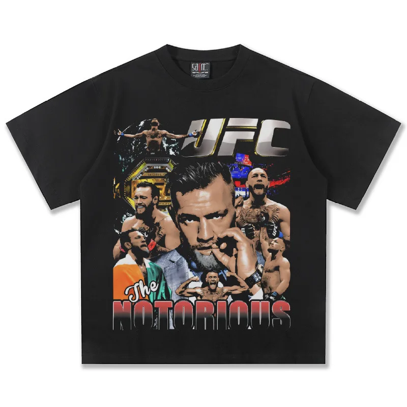 Boxing notorious American heavy print T-shirt retro everything fashion comfortable loose cotton round neck short-sleeved T-shirt