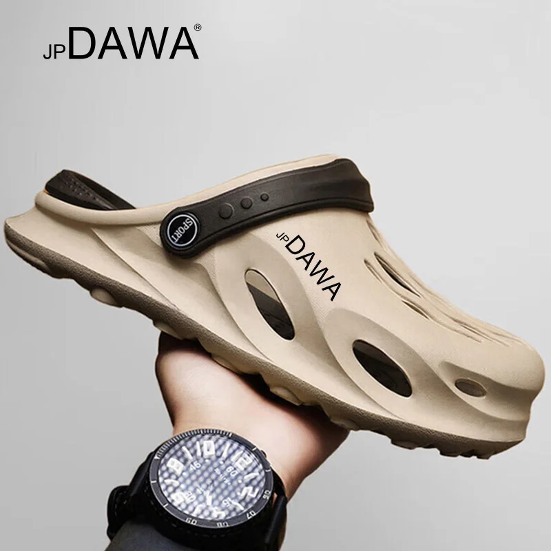 JP DAWA Men's Fishing Beach Sandals, Thick Soled Slippers, Flip Sole, Non Slip Toes, EVA Waterproof and Non Slip Sandals