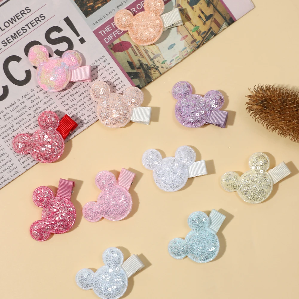 30pc/lot Sequin Mouse ear Baby Girs Hair Clips Baby Boys Girls Glitter Bowknot Hairpins Kids Barrettes Children Headwear