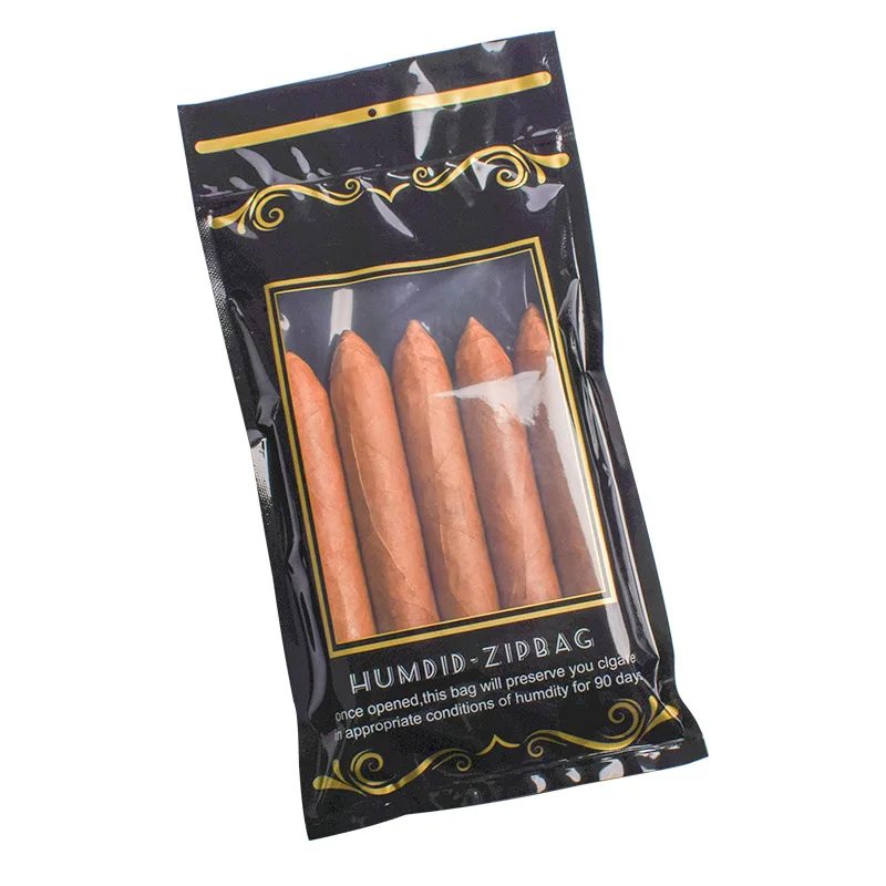 10 قطعة كيس التعبئة والتغليف المرطب المقاوم للرطوبة نافذة واضحة توالت السيجار كيس التعبئة والتغليف الأغلاق ختم كيس من البلاستيك المسطح
