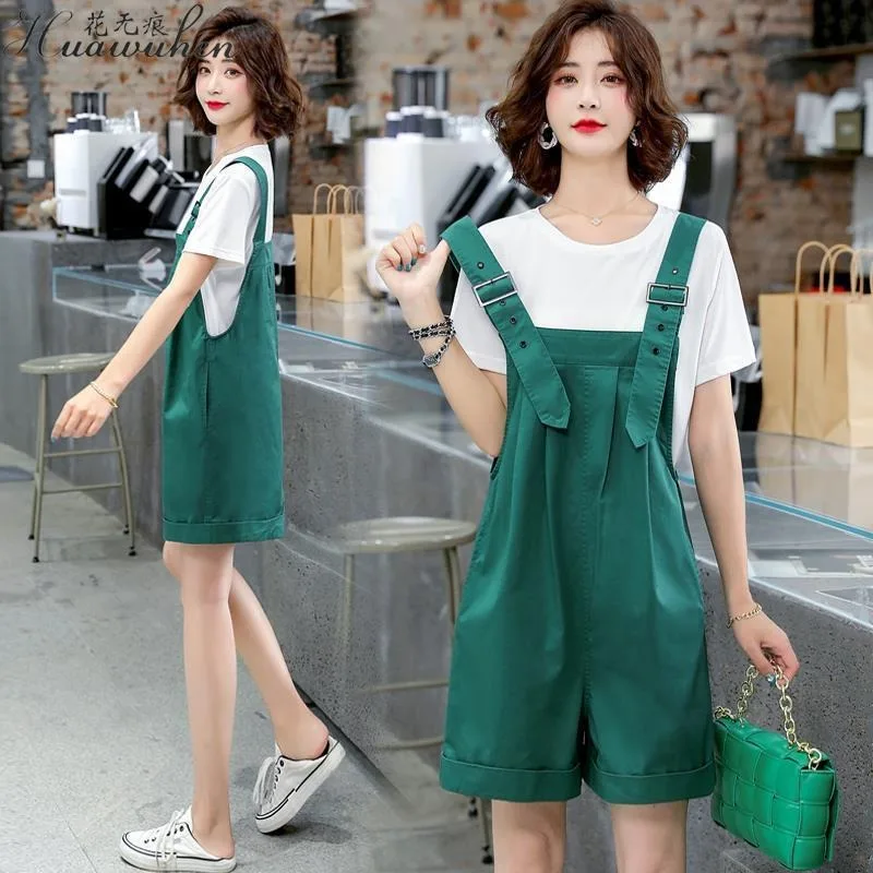 2025年夏 韓国版 新しい気質 女神ファン ワイドレッグ ショート ハイウエスト サスペンダー レディース サマーエイジリダクション