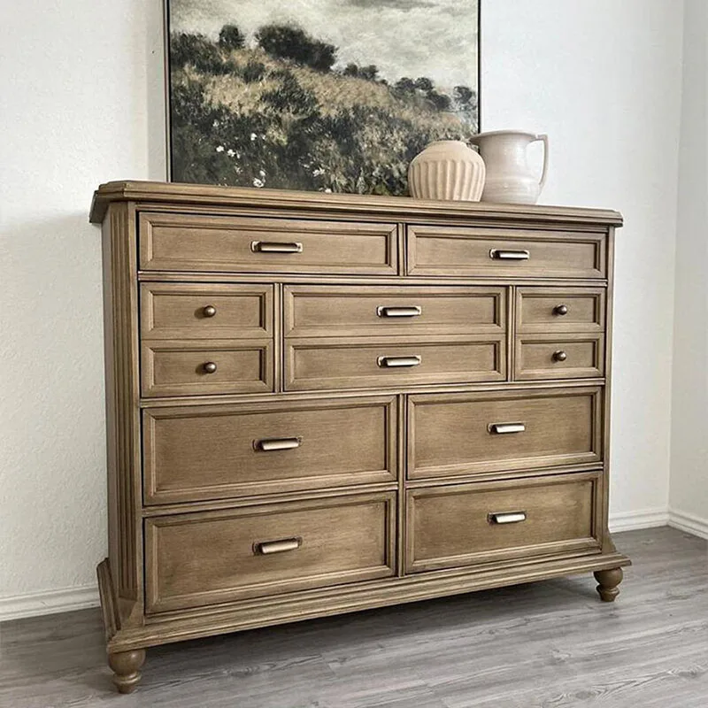 

American retro chest small apartment bedroom storage cabinet solid wood dresser chest integrated 12 drawer locker