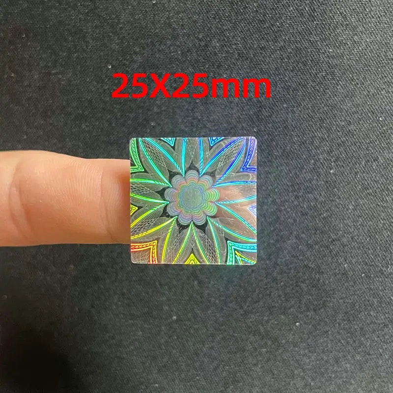 100 25X25mm silver anti-counterfeiting pattern stickers safety seal holographic stickers 3D laser anti-counterfeiting stickers