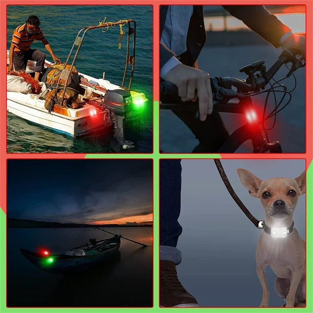 Luces LED de navegación para barcos, 4 Uds., para barco, yate, lancha, bicicleta, caza, pesca nocturna, batería AG10, luz de advertencia de señal eléctrica