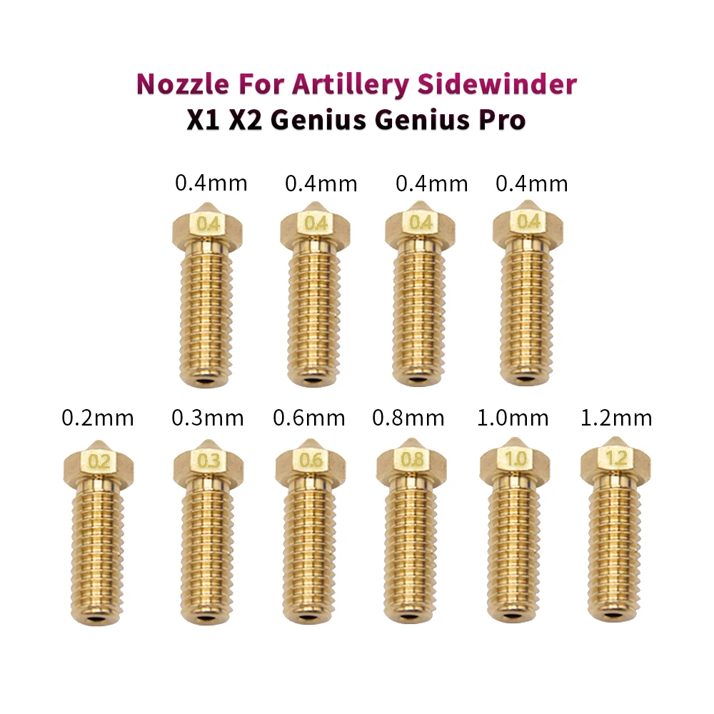 Volcano Nozzle For Artillery Sidewinder X1& X2 Genius Pro Vyper Anycubic Kobra Plus,Max 3D Printer 1.75mm Filament Brass Nozzles