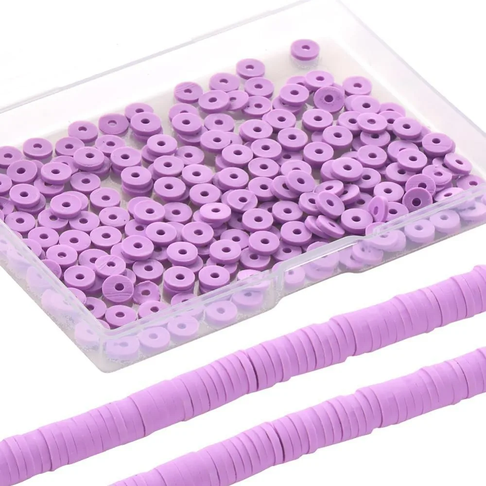 2 Strands 700Pcs+ Purple Clay Bead Clay Heishi Beads 6mm Heishi Bead Bulk Flat Beads Flat Disc Beads Heishi Vinyl making kit