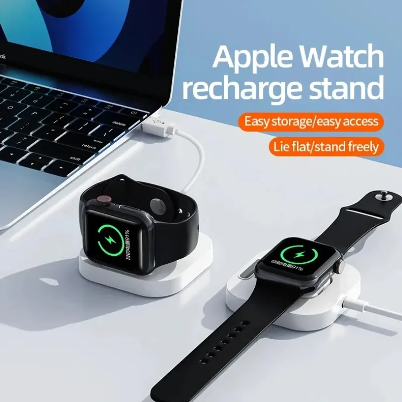 애플 워치 시리즈 IWatch S8 Ultra 7 6 5 4용 휴대용 고속 충전 베이스 브래킷 마그네틱 무선 시계 충전 스테이션 도크 썸네일 3