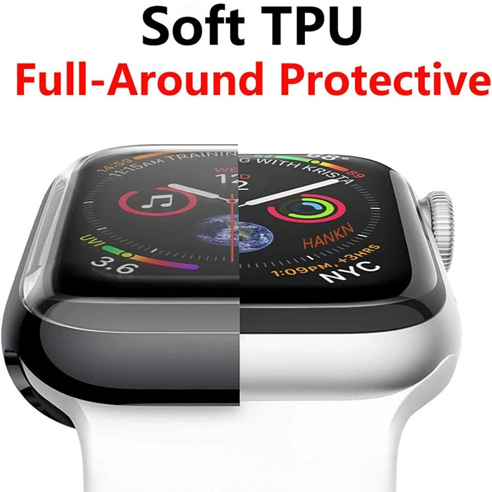 Case For Apple Watch 45mm 41mm 44mm 40mm 42mm 38mm Clear TPU Screen Protector Full Bumper For IWatch 8/7/6/SE/5/4/3/2/1 Cover