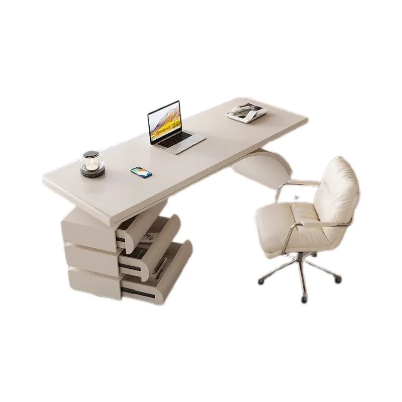 French light luxury modern cream-style solid wood desk, home small apartment table