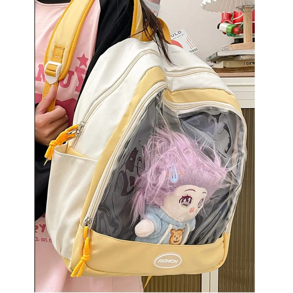 Japanese Style Ita Bag Student Shoulder Bag Schoolbag Large Capacity Transparent PVC Badge Backpack DIY Doll Display Bag