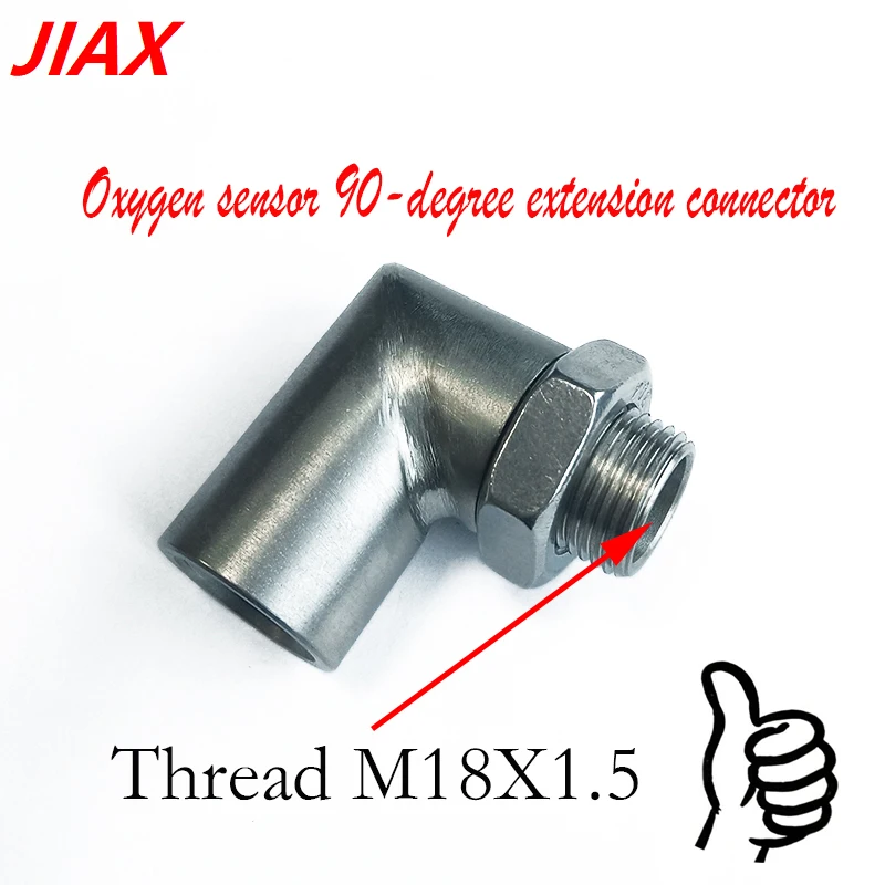 Universal 90-degree exhaust pipe oxygen sensor adapter interface connector (with nut), automotive accessory for various vehicles