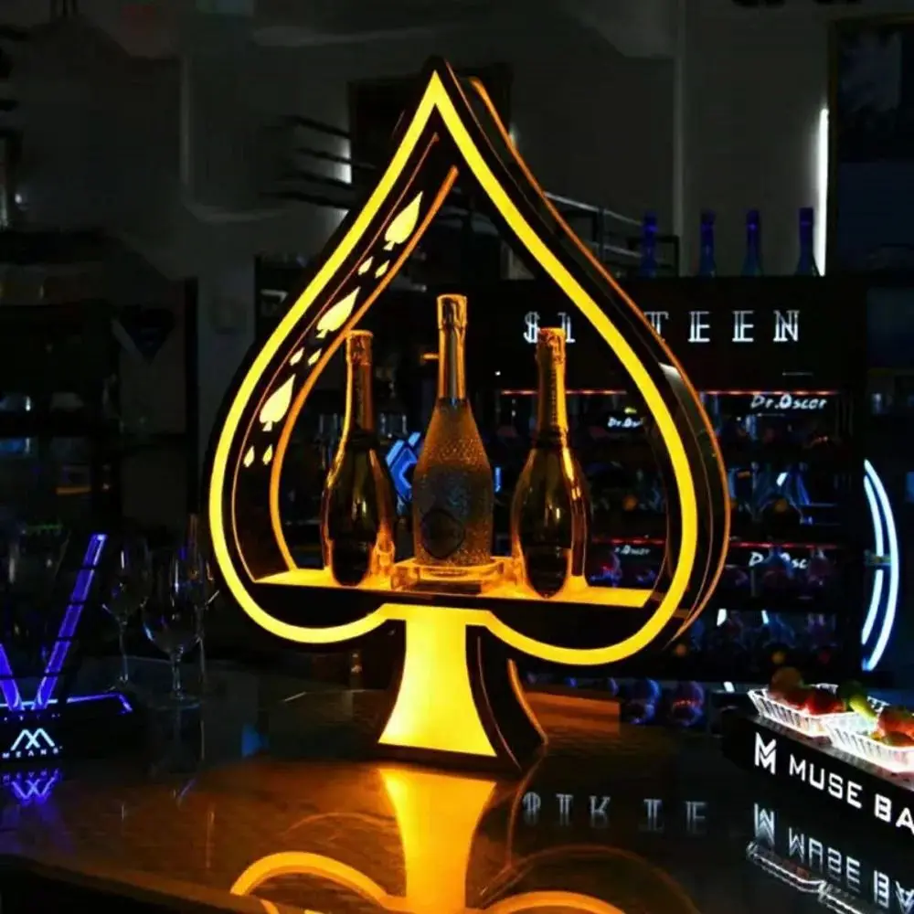 NightClub Party Lounge Home Bar 3 Bottles Ace of Spade Champagne Led Bottle Carrier Presenter Glorifier Display Stand Wine Rack