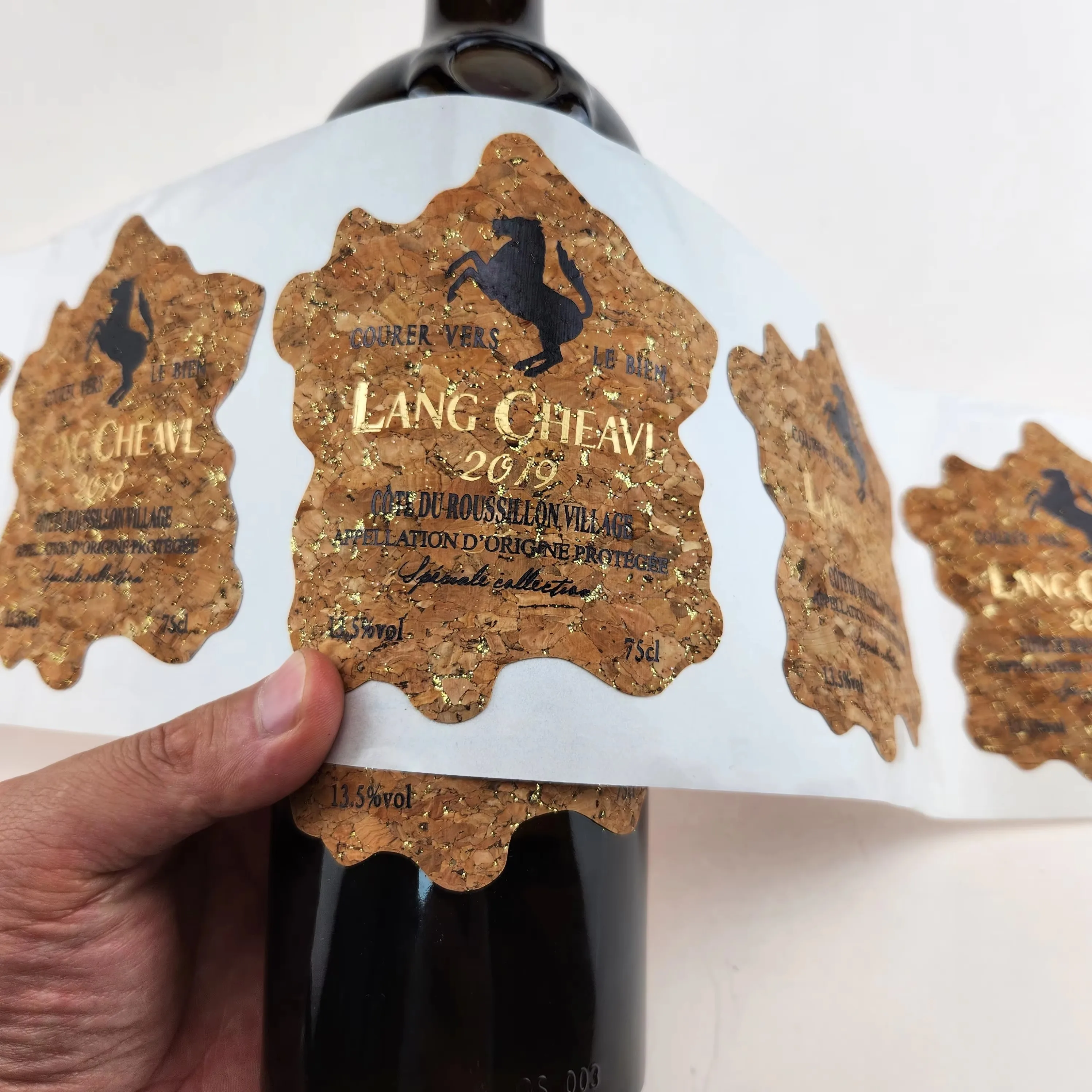 High Quality Oak Wine Label | Custom Embossed Paper Sticker | Self-Adhesive | Printing Sticker | Wine Bottle Use