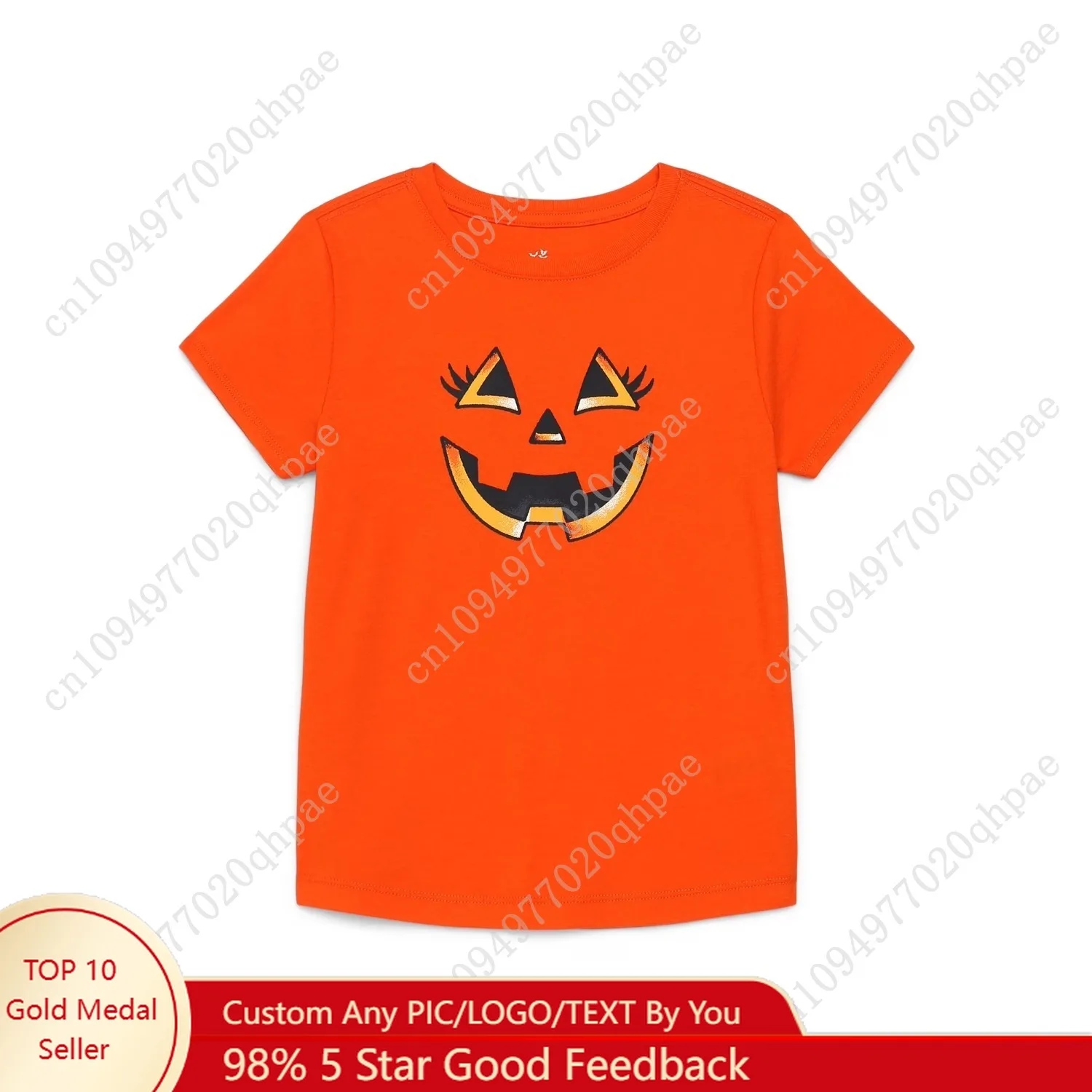 تي شيرت برسومات الهالوين للفتيات بأكمام قصيرة من الطريق للاحتفال، مقاسات 4-18 #1